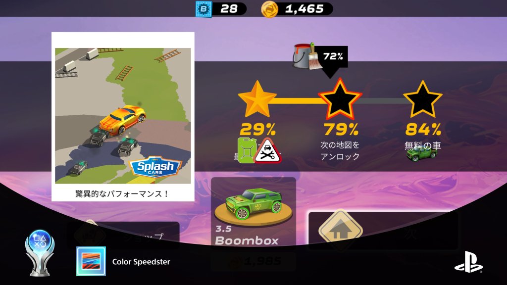 Color Speedster（Unlock all other trophies.）